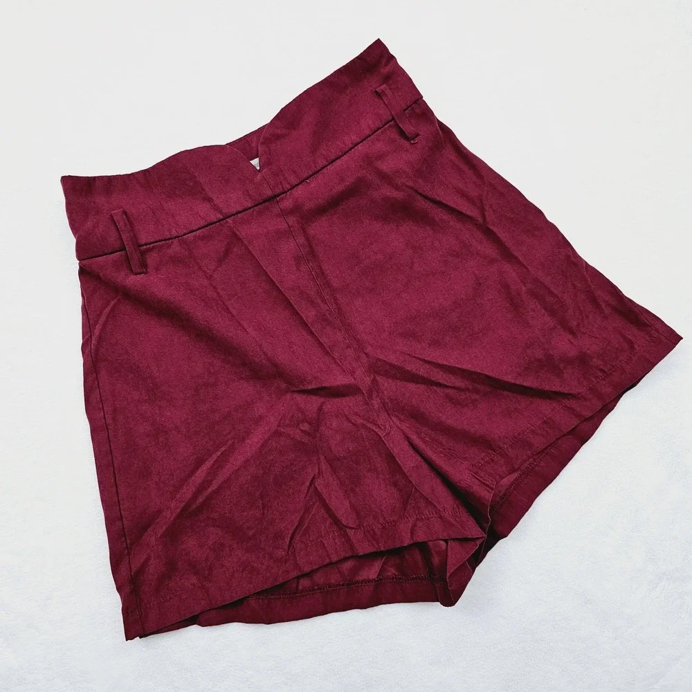 Charlotte Russe Womens XS‎ Shorts High Waist Red Burgundy Y2K Academia Chic